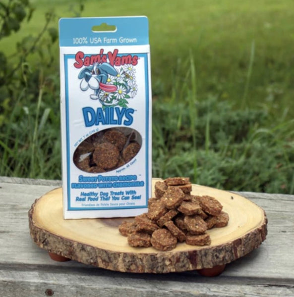 4-Pack Sam's Yams Dailys Sweet Potato Recipe Flavored with Chamomile Dog Treat Made in USA Dog Food