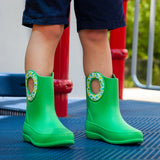 Kid's Green Dinosaur Kendall Garden Boots Rain Boots by Okabashi Made in USA