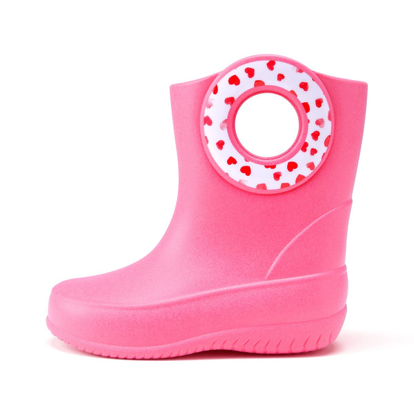 Kid's Pink Heart Kendall Garden Boots Rain Boots by Okabashi Made in USA