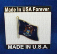 Michigan State Flagpole Pin Made in USA