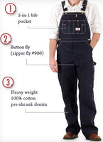 Sale: Men’s Classic Blue Button Fly Overall #966 by ROUND HOUSE® Made in USA