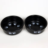 NEW! ROUND PRINTS SMALL SNOWY PAWS PET DISH SET by Emerson Creek Pottery Made in USA Set, Small Pet2695R