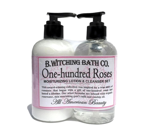 Fragrance Collection One-Hundred Roses Body Lotion & Moisturizing Liquid Cleanser Set  by B. Witching Made in USA