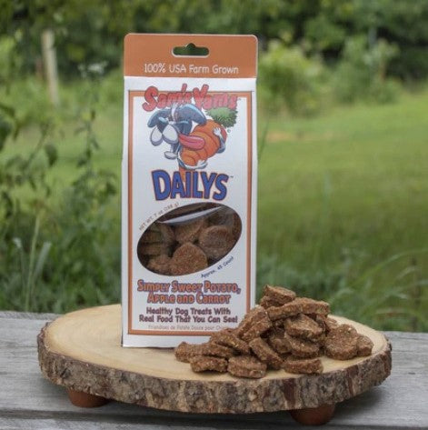 NEW! 4-Pack Sam's Yams Dailys Simply Sweet Potato Apple and Carrot Dog Treat Made in USA Dog Food