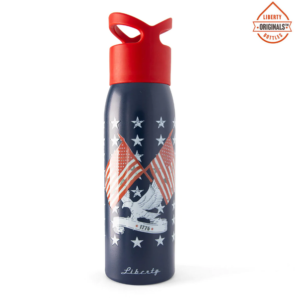 NEW! Star Spangled Originals Water Bottle w/Red Cap Made in USA by Liberty Bottleworks
