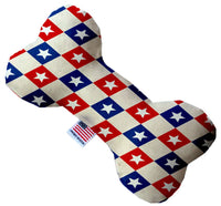 Patriotic Checkered Stars Dog Toy: Plush / 6" / Bone