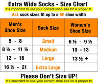 6-Pack Extra Wide Medical Quarter Socks Made in USA