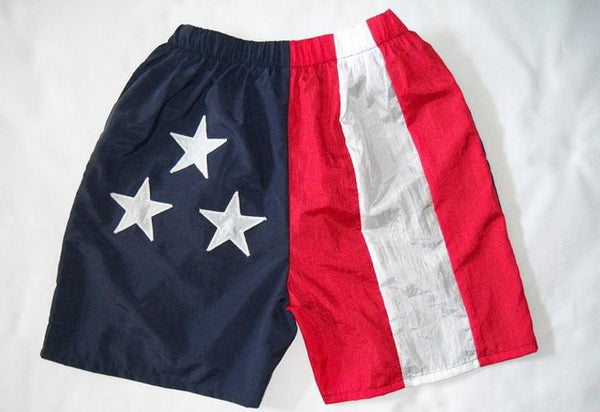 Adult American Flag Color Blocking Nylon Walking Shorts Size S - 4XL by Stately Made in USA flagwalkingshorts