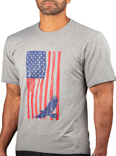 Men's Freedom tee American Flag T-shirt by WSI  Made in USA 752HLSSP