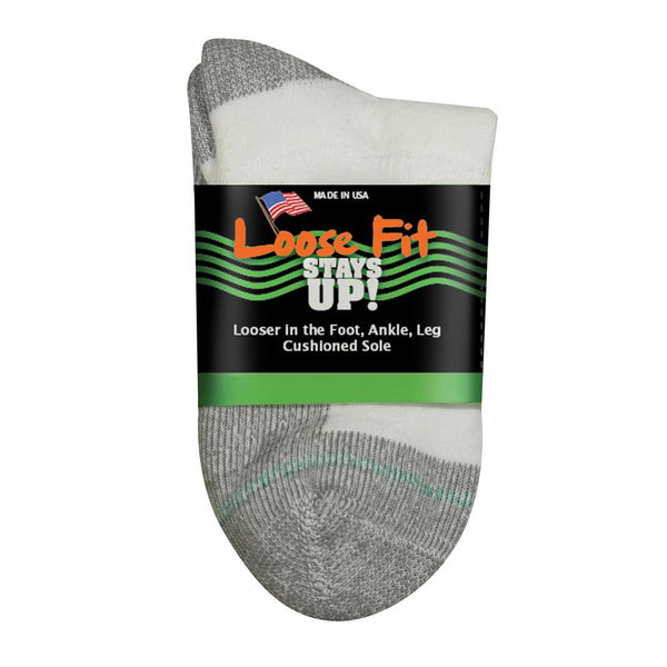 Sale: 6-Pack Loose Fit Stays Up Cotton Casual Quarter Socks Made in USA by Extra Wide
