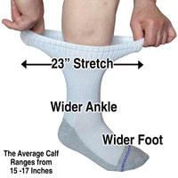 Sale: 6-Pack Loose Fit Stays Up Medical Crew Socks Made in USA by Extra Wide