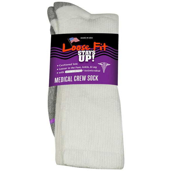Sale: 6-Pack Loose Fit Stays Up Medical Crew Socks Made in USA by Extr –  MadeinUSAForever