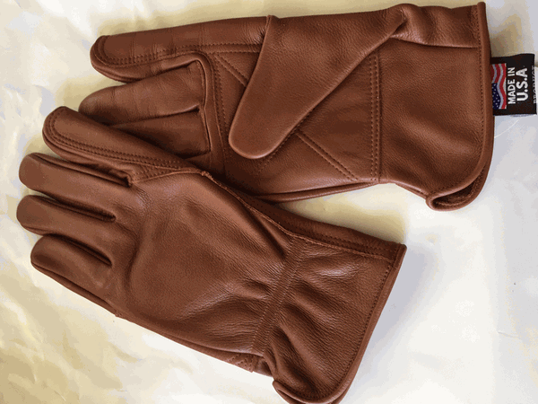 Sale: Luxurious Brown Leather Gloves Made in USA FLG-808