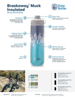Breakaway® Muck Insulated Cyclist Mountain Bikers Water Bottle 20 oz Zipper Moss/Desert by Polar Bottle Made in USA