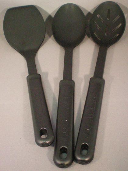 Patriot Plastics Cooking Set Three Pack (Spatula, Cooking Spoon, & Slotted Cooking Spoon) Made in USA