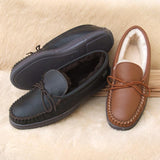Sale: Men's Premium Rubber Sole Sheepskin Slippers Made in USA by Footskin 4400S-RS