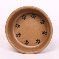 NEW! ROUND PRINTS LARGE GO GREEN EARTHWARE PET DISH SET by Emerson Creek Pottery Made in USA
