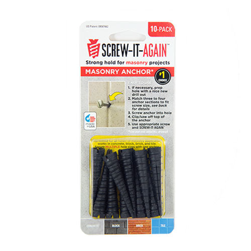 Screw-It-Again Masonry Anchor 10-Pack Made in USA