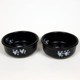 NEW! Walking Paws Small Snowy Paws Pet Dish Set by Emerson Creek Pottery Made in USA Set, Small Pet2695W