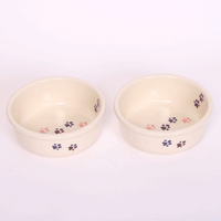 NEW! WALKING PAWS LARGE PINK PET DISH SET by Emerson Creek Pottery Made in USA Set, Large Pet2746