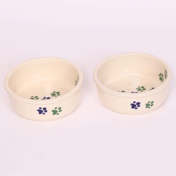 NEW! WALKING PAWS SMALL COOL PET DISH SET by Emerson Creek Pottery Made in USA Set, Small Pet2744