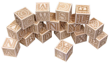 Engraved Natural ABC Blocks Made in USA by Maple Landmark
