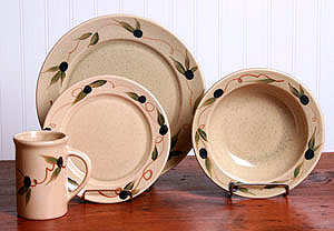 Tuscan Olive Dinner Set Made in US by Emerson Creek Pottery