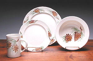Pinecone Dinner Set Made in America by Emerson Creek Pottery